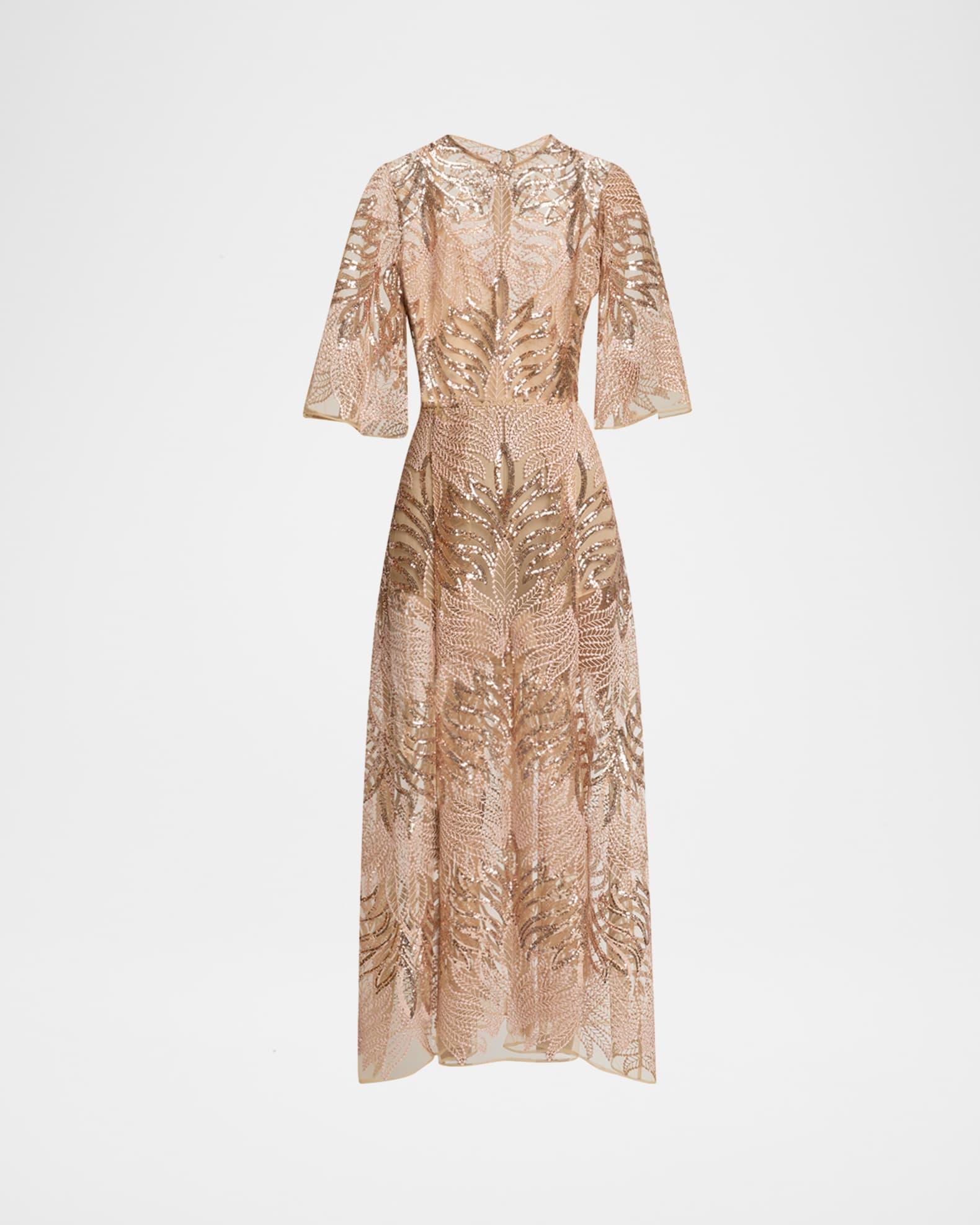 Sequin Embroidered Tulle Midi Dress Product Image