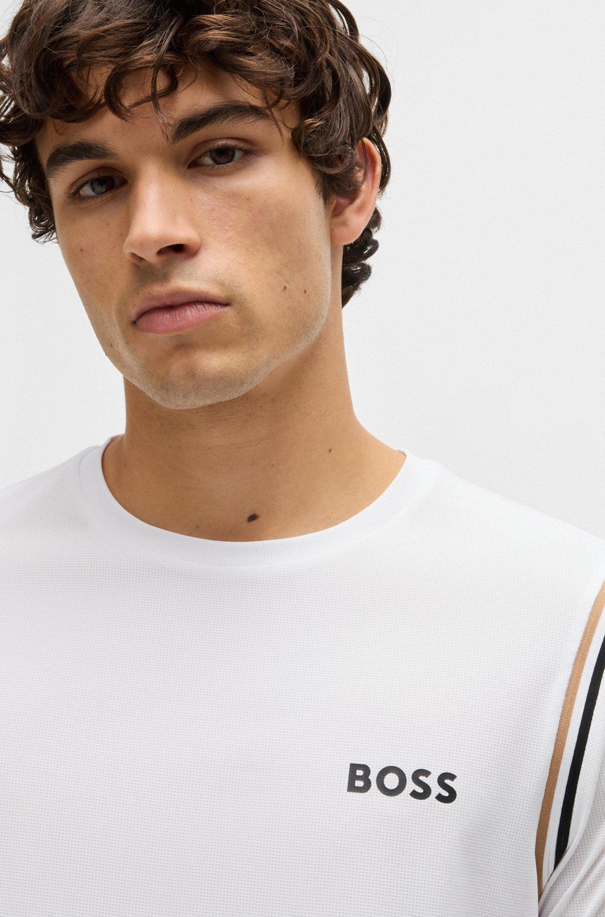 Active waffle-structure T-shirt with signature stripes Product Image