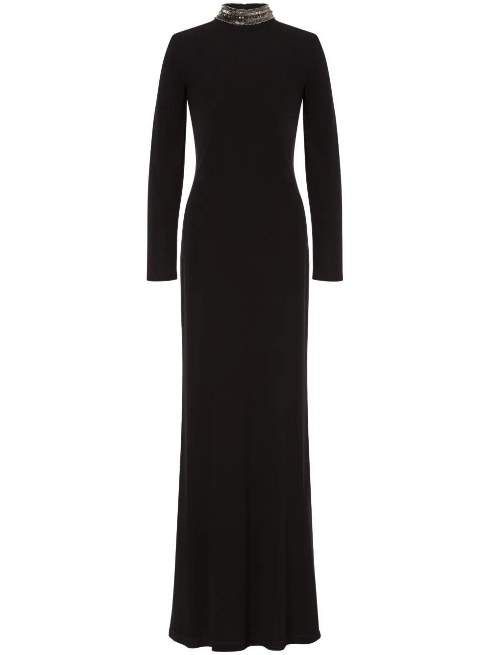 ALBERTA FERRETTI Crystal-embellished Crepe Gown In Black Product Image
