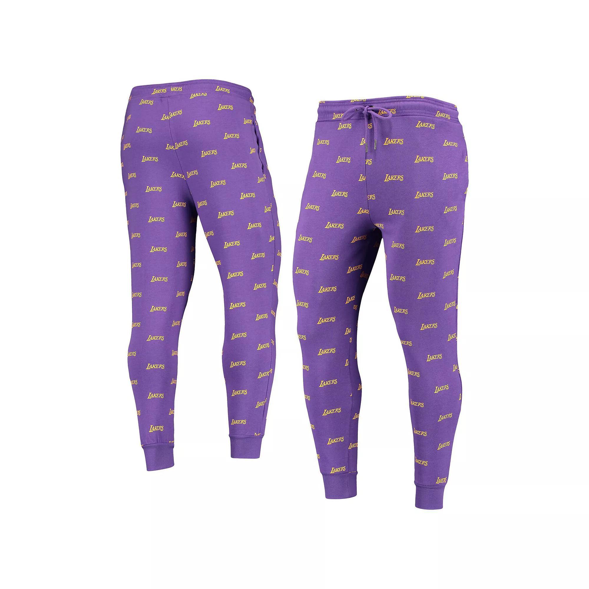 The Wild Collective Purple Los Angeles Lakers Allover Logo Jogger Pants, Men's, Size: Large Product Image