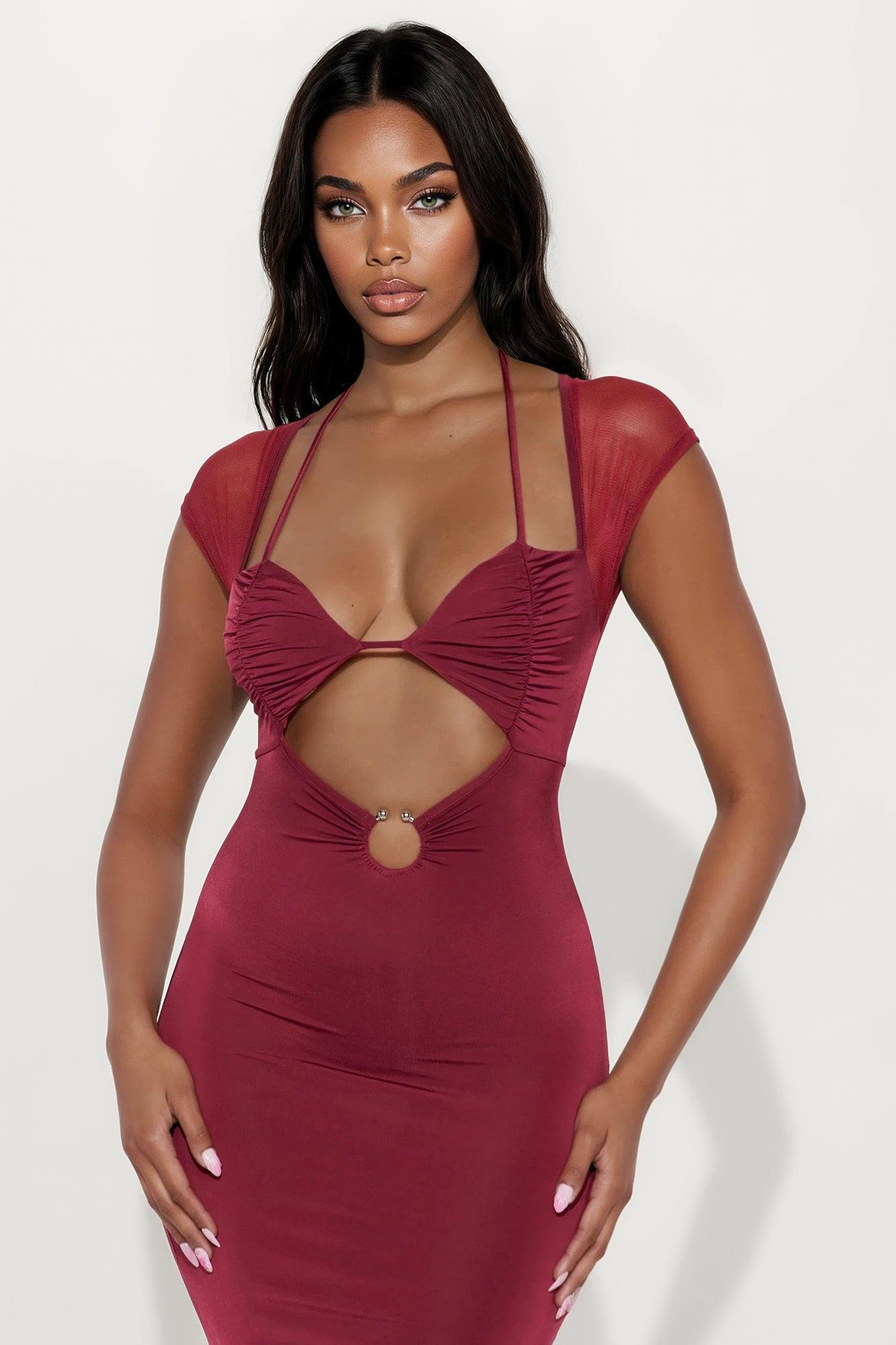 Dreamy Nights Maxi Dress - Burgundy Product Image