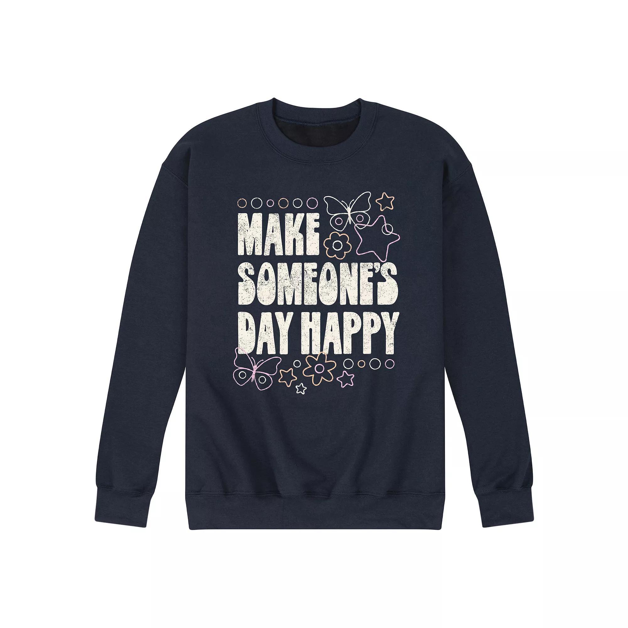 Mens Make Someones Day Happy Fleece Sweatshirt Pink Product Image