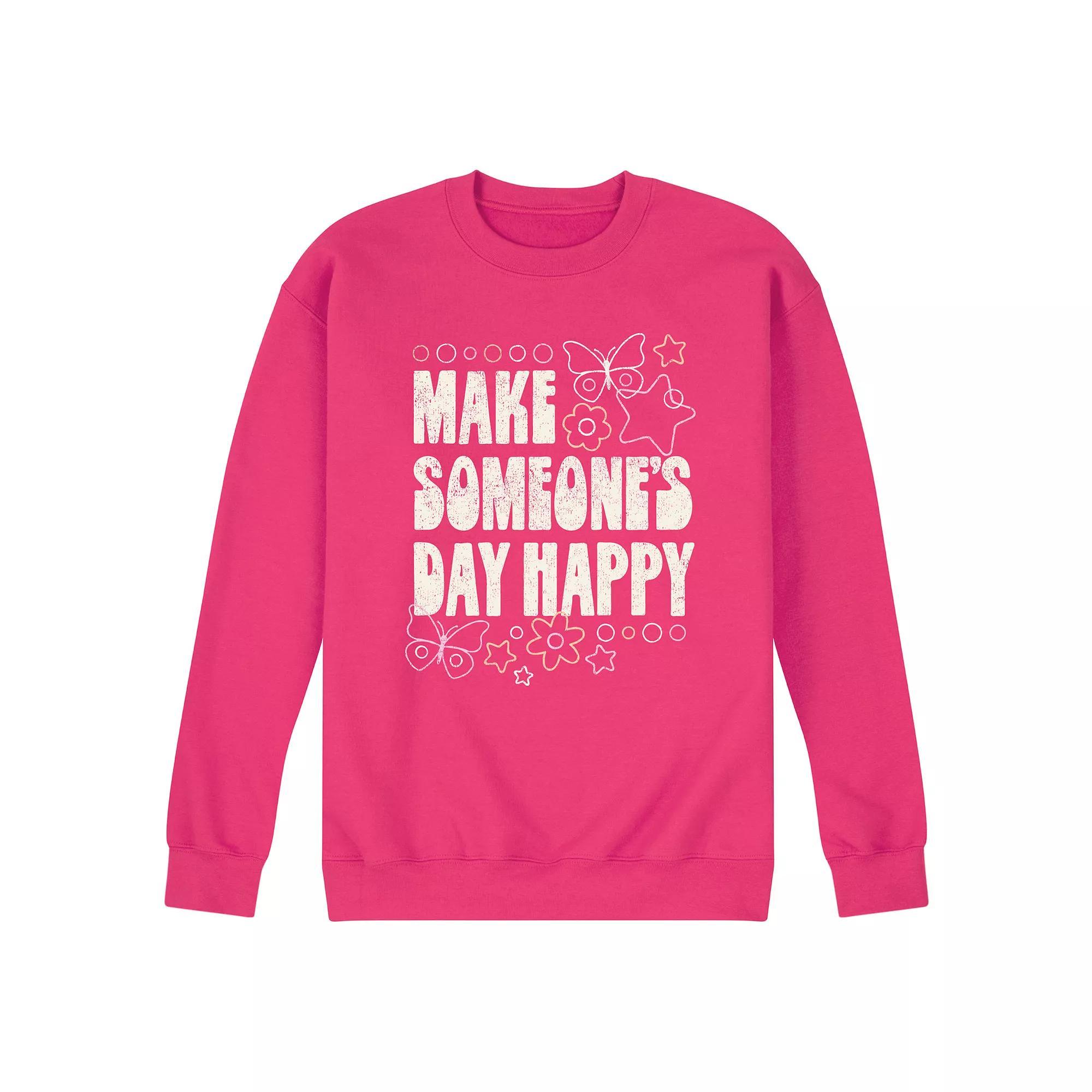 Mens Make Someones Day Happy Fleece Sweatshirt Pink Product Image