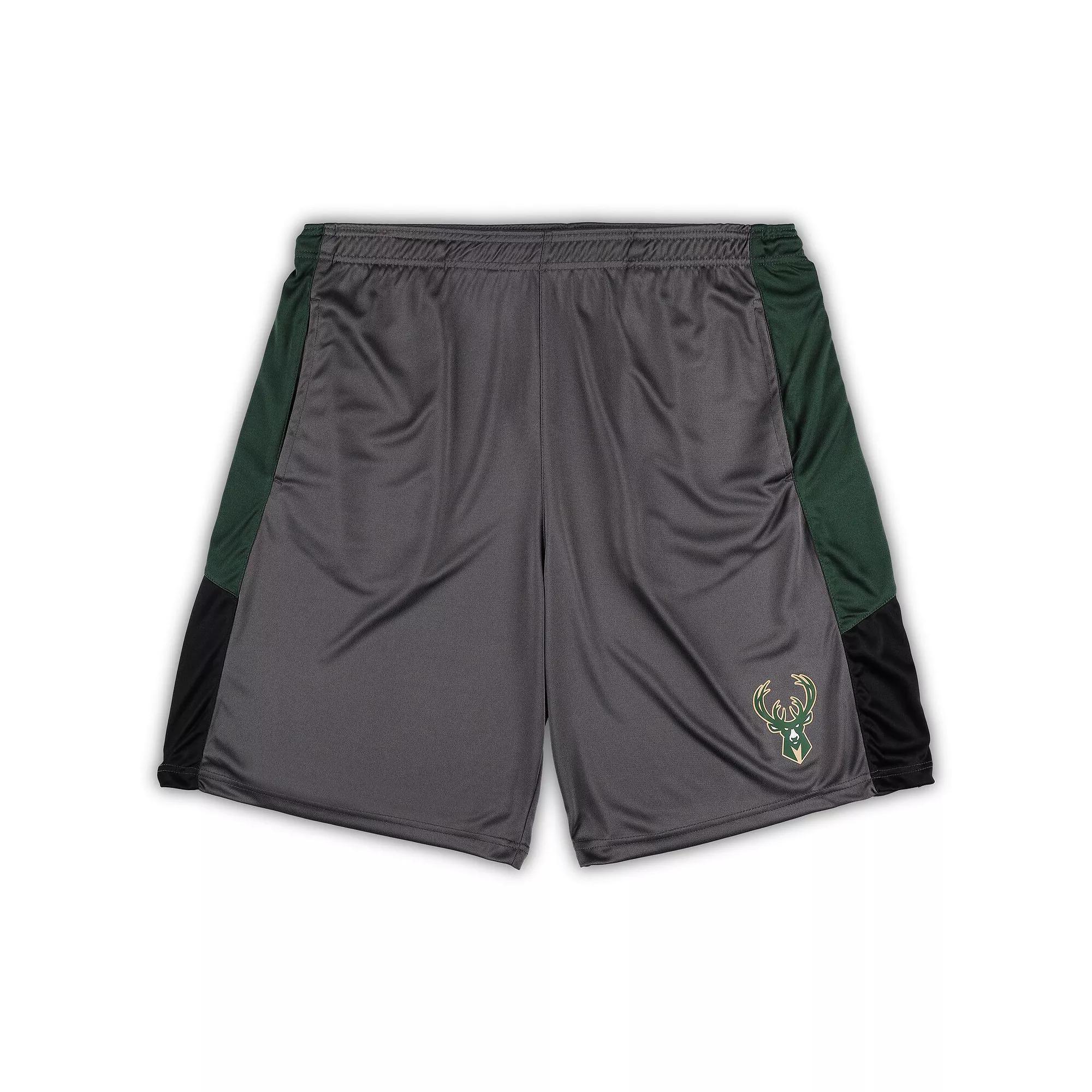 Men's Fanatics Branded Gray Milwaukee Bucks Big & Tall Shorts, Size: 3XLT, Grey Product Image