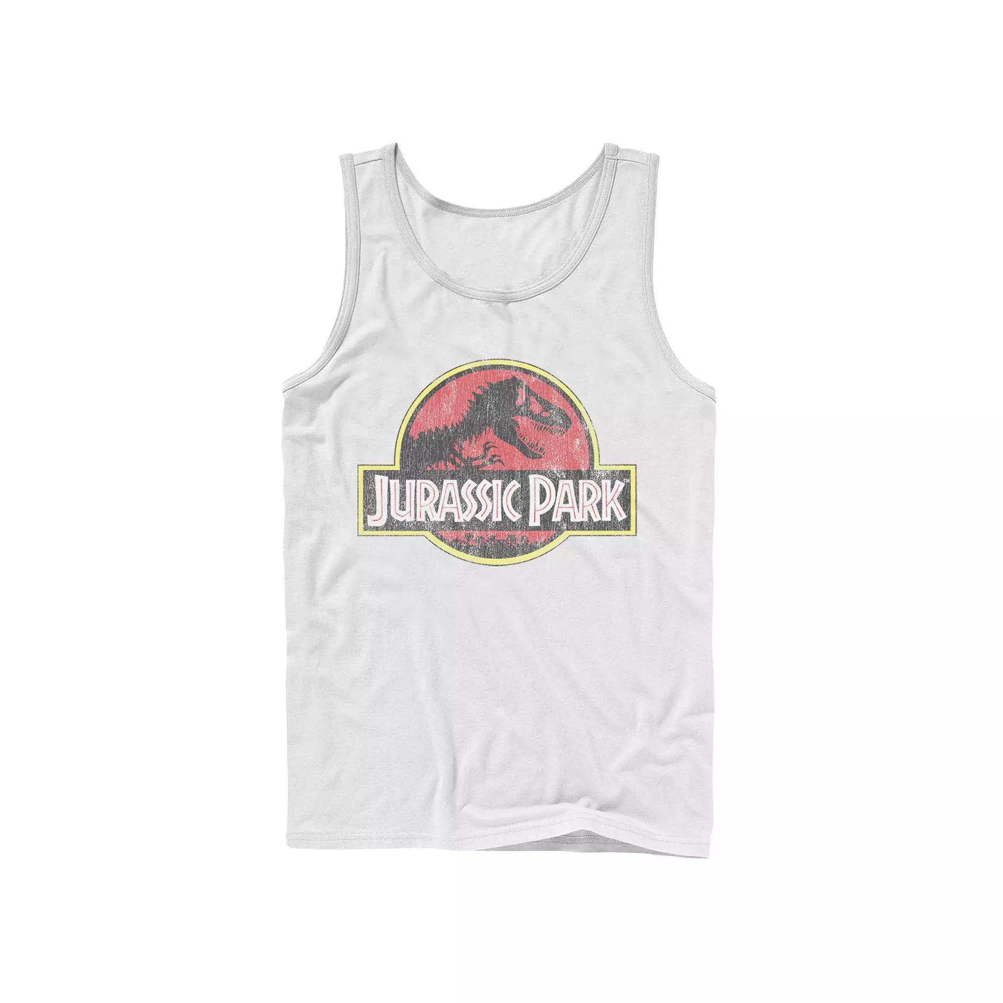 Men's Jurassic Park Distressed Original Park Logo Graphic Tank Top, Size: XL, Grey Product Image