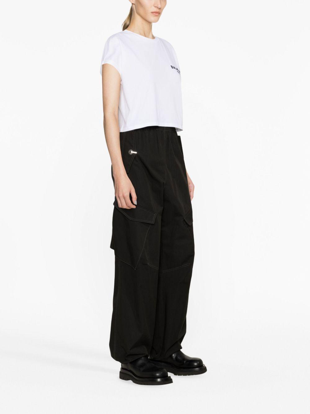 flocked-logo cropped T-shirt Product Image