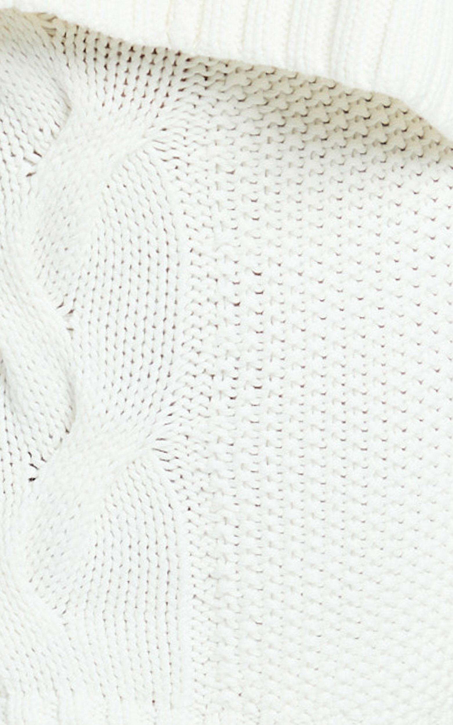 Marge Mini Skirt - High Waisted Cable Knit Mini Skirt in White Product Image