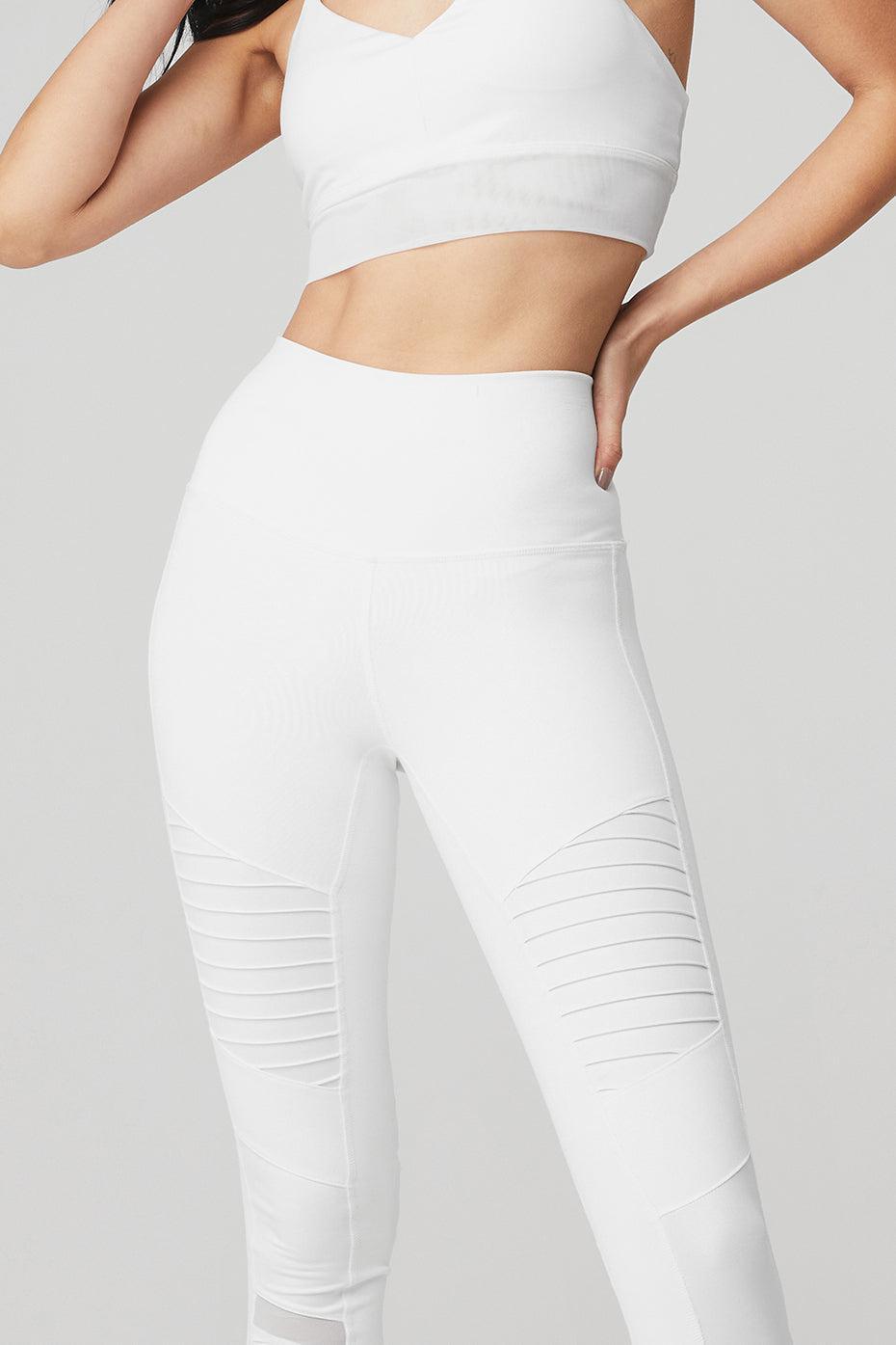 High-Waist Moto Legging - White/White Glossy Product Image
