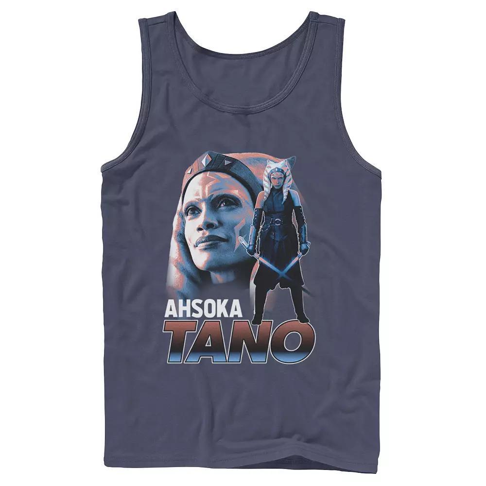Men's Star Wars The Mandalorian Ahsoka Tano Collage Portrait Tank Top, Size: Small, Blue Product Image