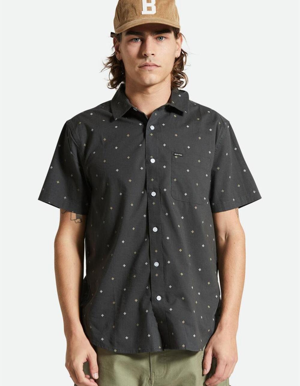 BRIXTON Charter Print Button Up Mens Shirt - WASHED BLACK Product Image
