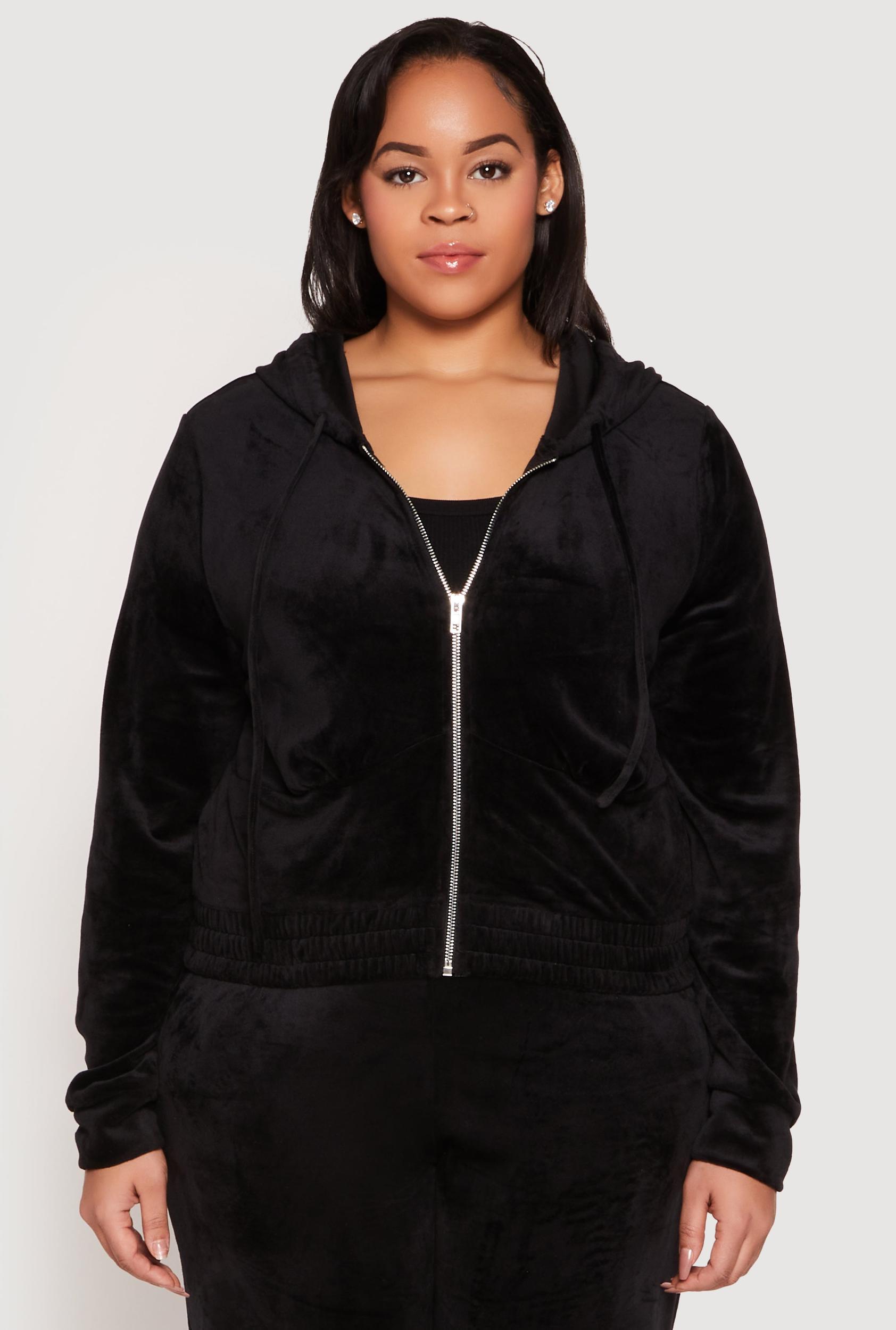 Womens Plus Size Iris Velour Cropped Hooded Sweatshirt Product Image