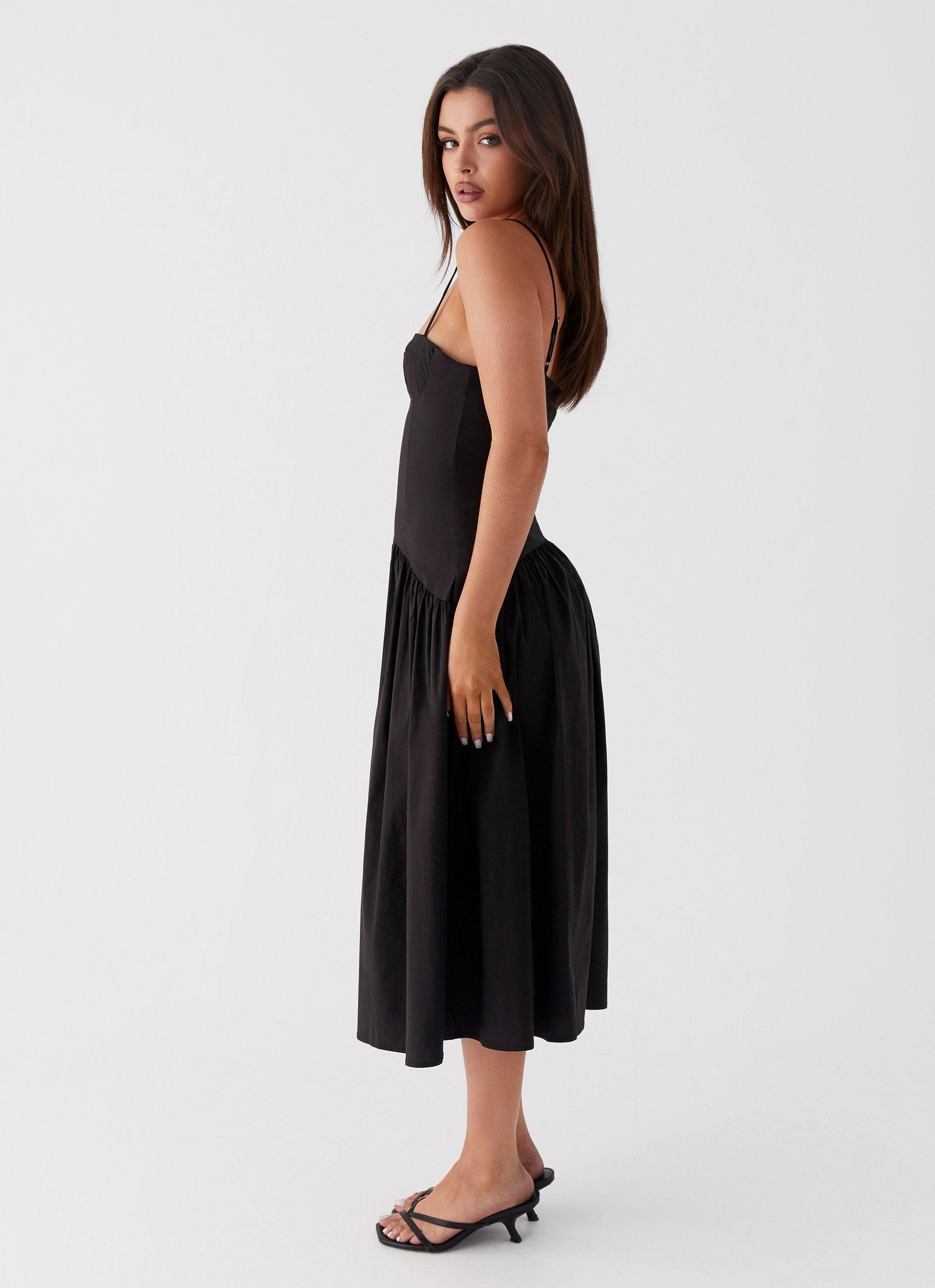 Yvette Corset Midi Dress - Black Product Image