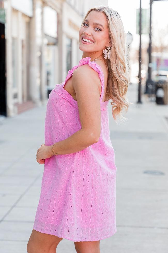 Always On My Mind Pink Eyelet Mini Dress FINAL SALE Product Image