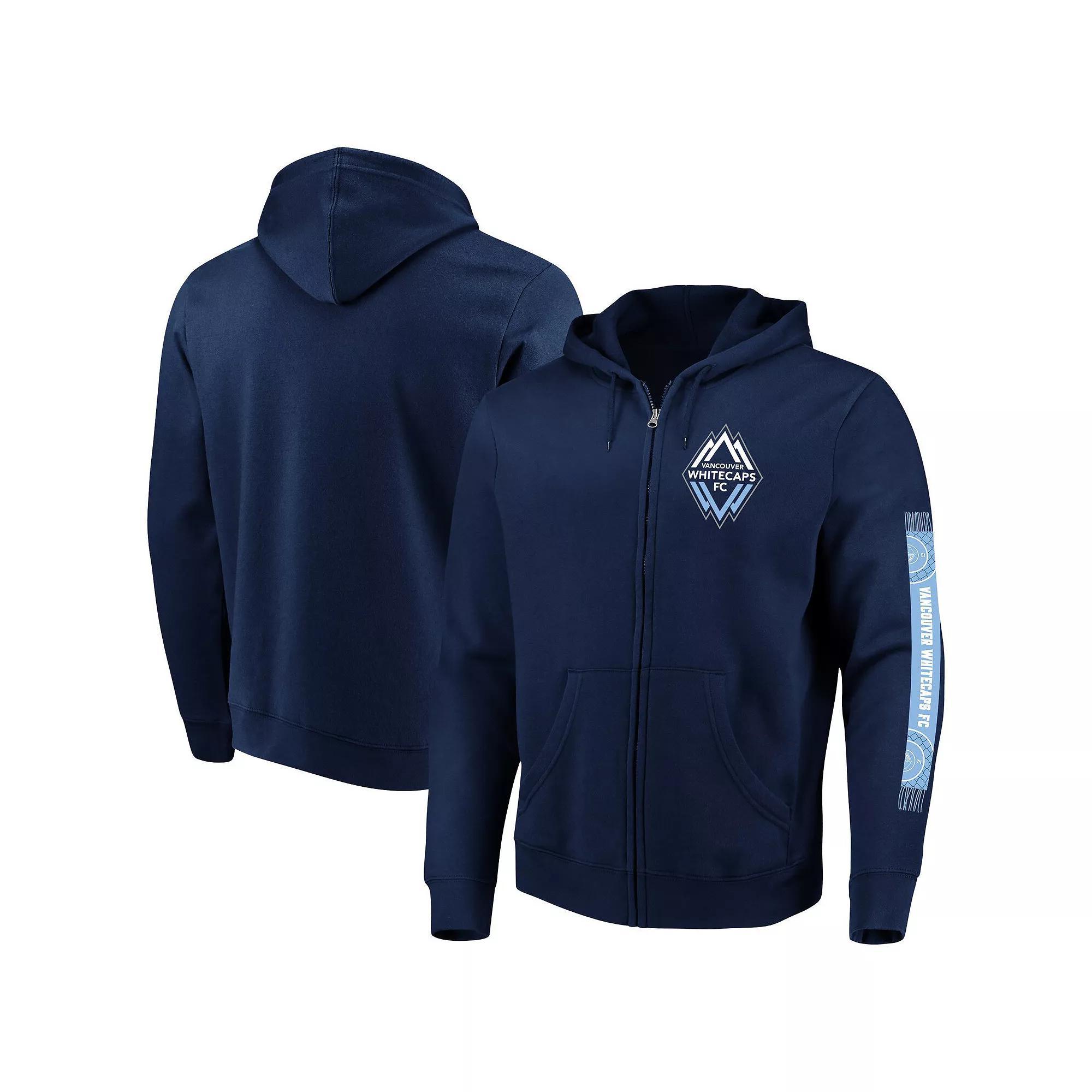 Men's Fanatics Deep Sea Blue Vancouver Whitecaps FC Iconic Scarf Sleeve Full-Zip Hoodie, Size: XL, Vwc Blue Product Image