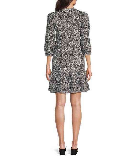 tyler boe Karli Tropical Print Mandarin Collar 3/4 Sleeve Dress Product Image