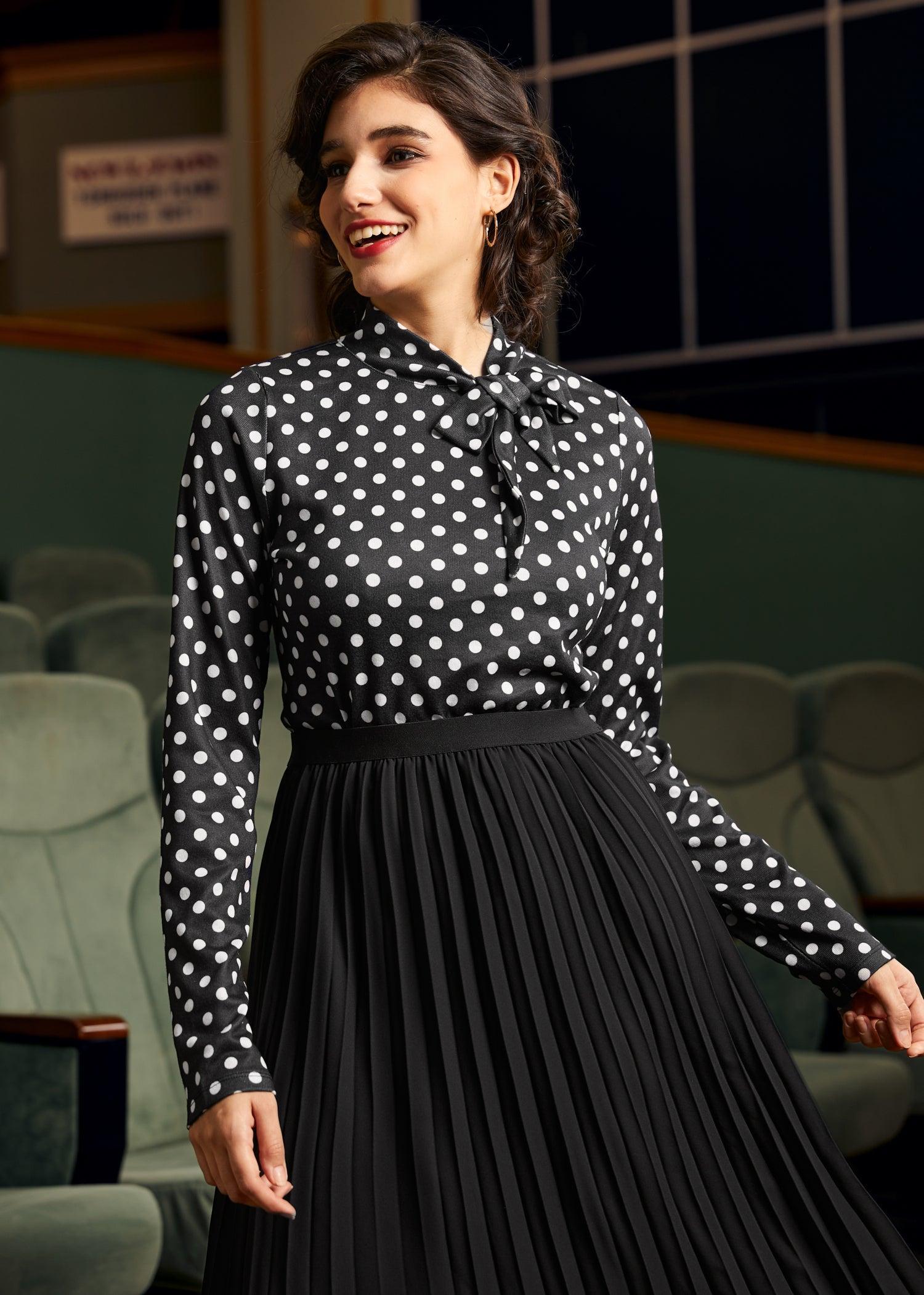 Rydell High Revisited Long Sleeve Tie-Neck Top Product Image