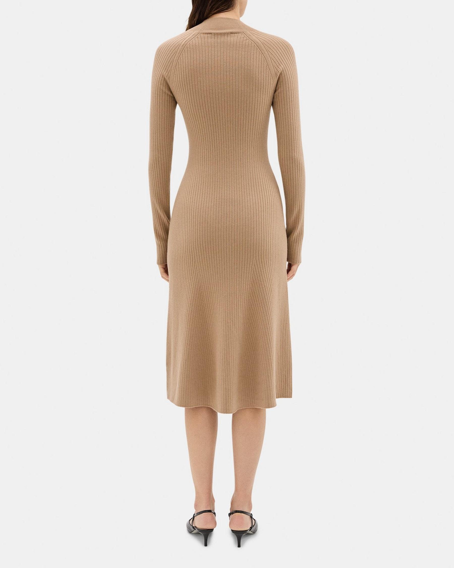 Long-Sleeve Flare Dress in Fine Merino Wool Product Image