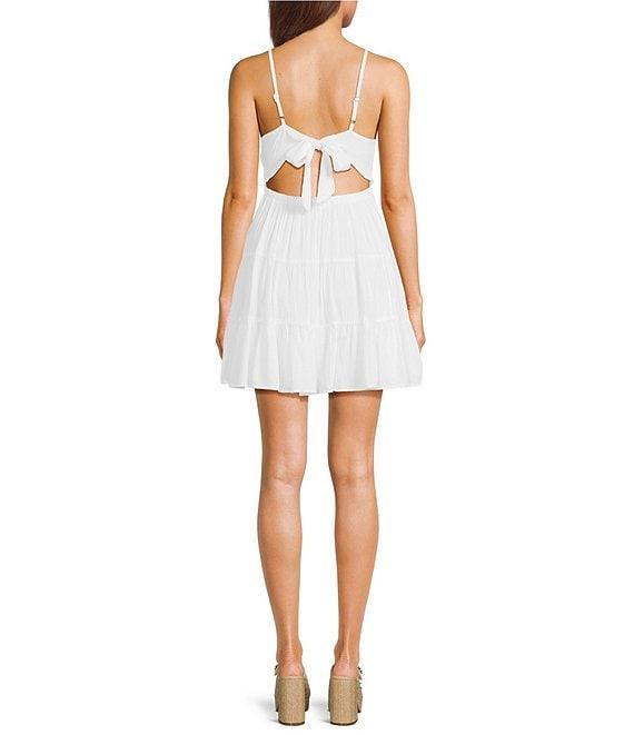 Angie Spaghetti Strap V-Neck Fit & Flare Tank Solid Dress Product Image