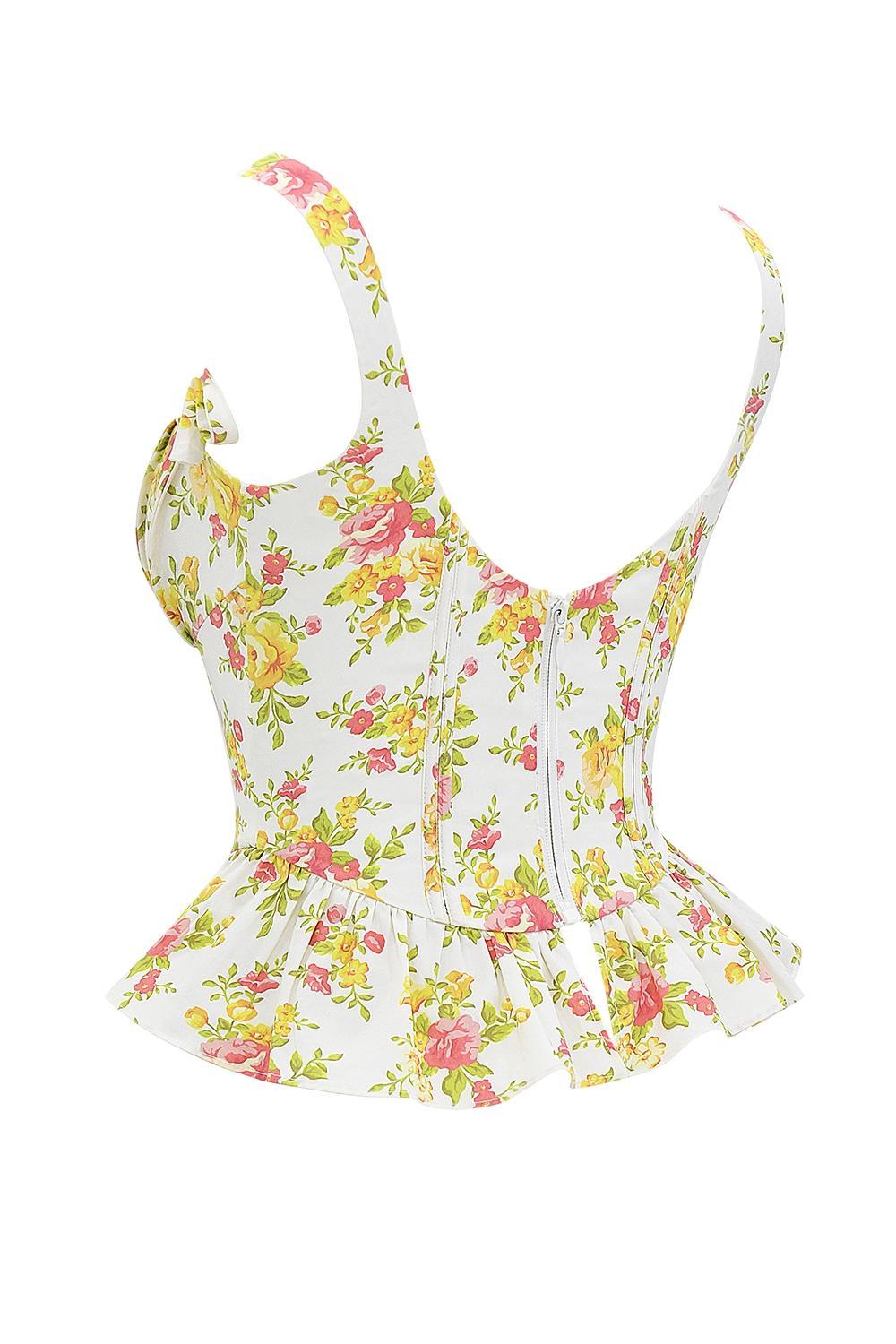 Gigou Royal Rose Print Peplum Cotton Corset Product Image