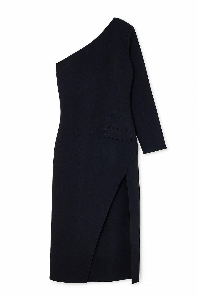 One Shoulder High Slit Midi Dress Product Image