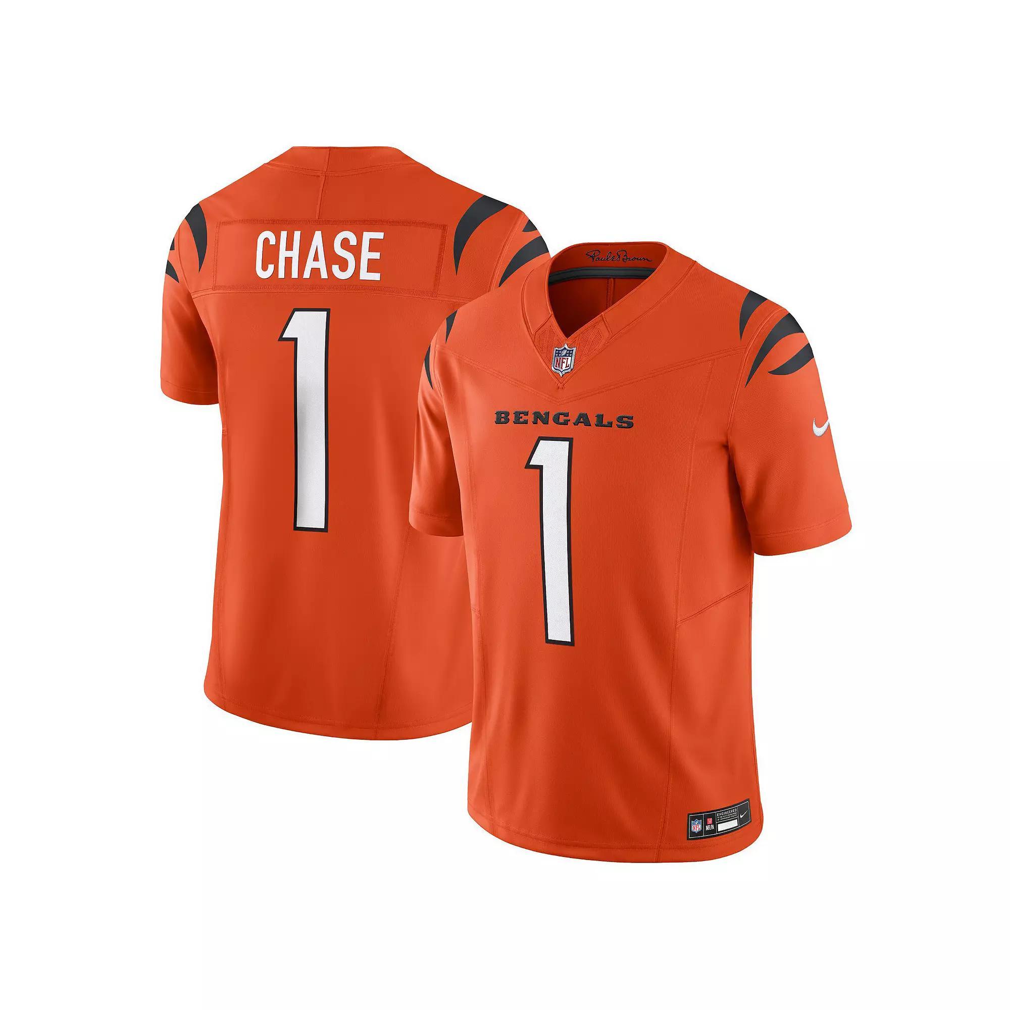 Men's Nike Ja'Marr Chase Orange Cincinnati Bengals Vapor F.U.S.E. Limited Alternate 1 Jersey, Size: Small Product Image