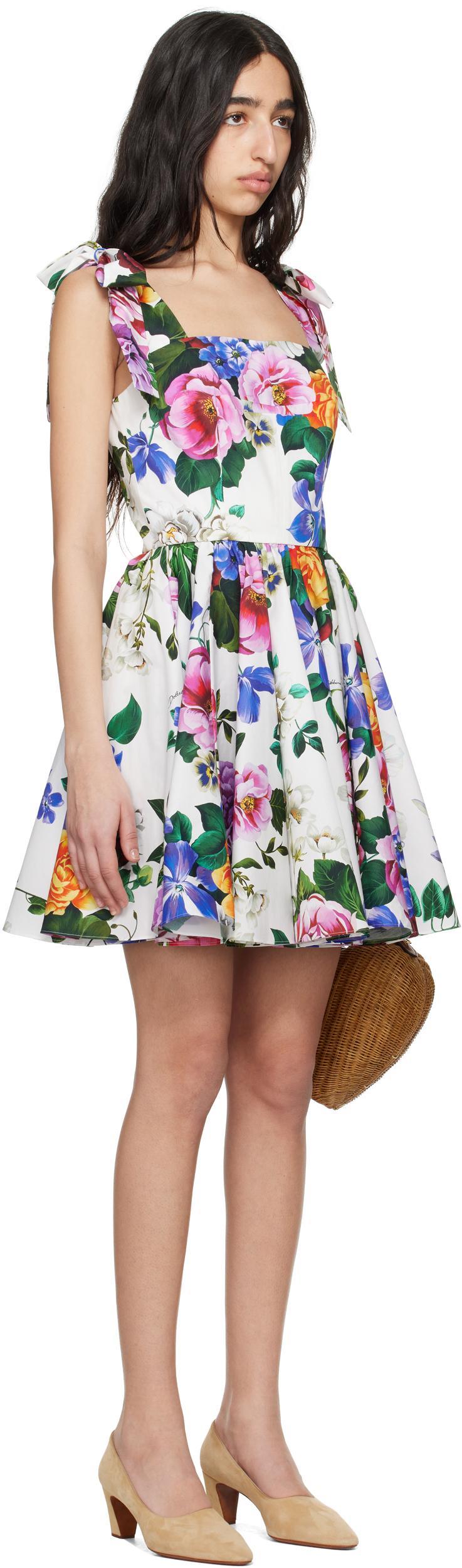 DOLCE & GABBANA Multicolor Sleelevelss Mini Dress With Square Neckline And All-over Floral Motif Product Image