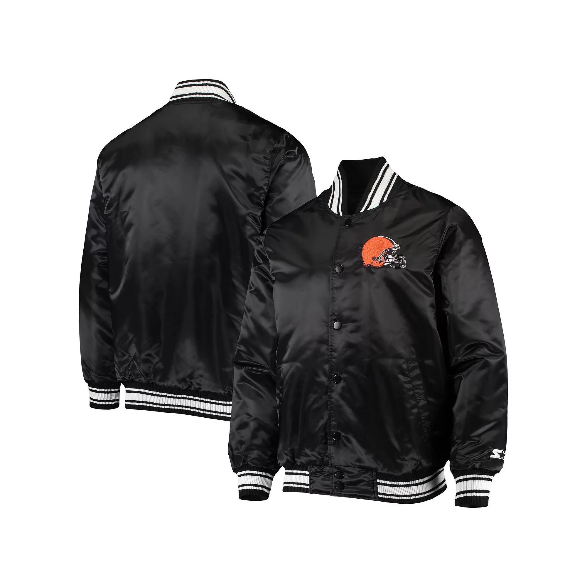 Mens Starter Cleveland Browns Locker Room Satin Varsity Full-Snap Jacket Product Image