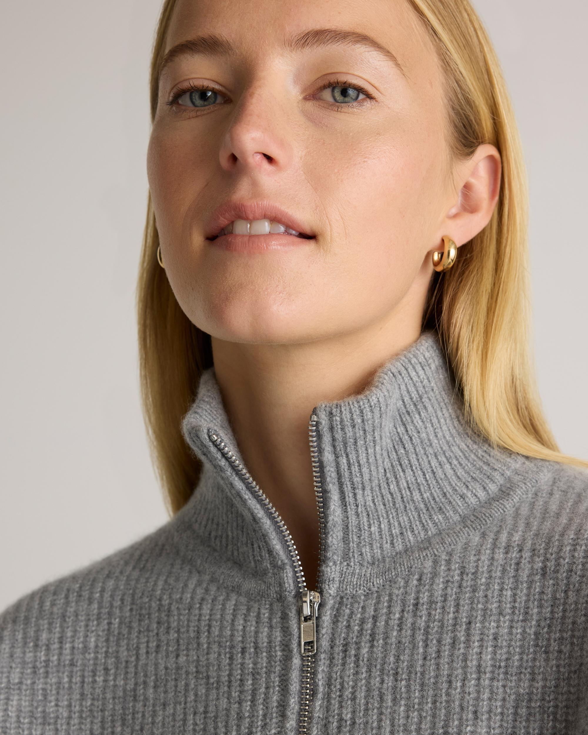 Quince | Women's Mongolian Cashmere Fisherman Quarter Zip Sweater Size XL Product Image