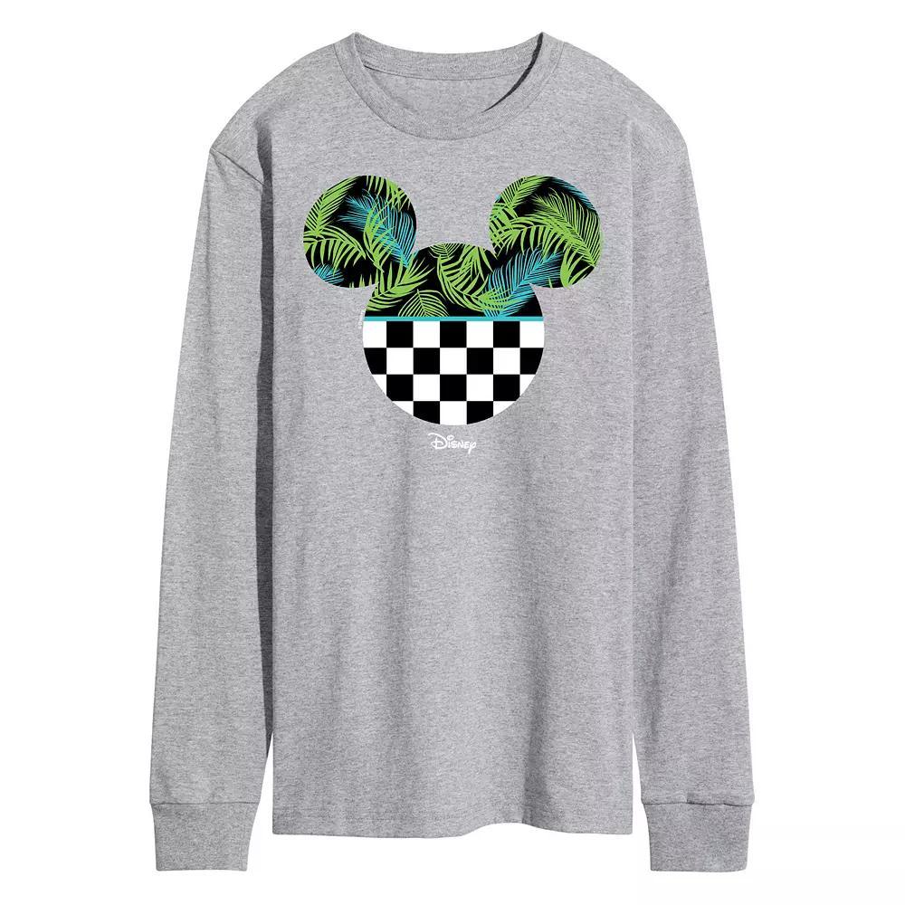 Disneys Mickey Silhouette Tropical Vibe Mens Graphic Tee Grey Gray Product Image