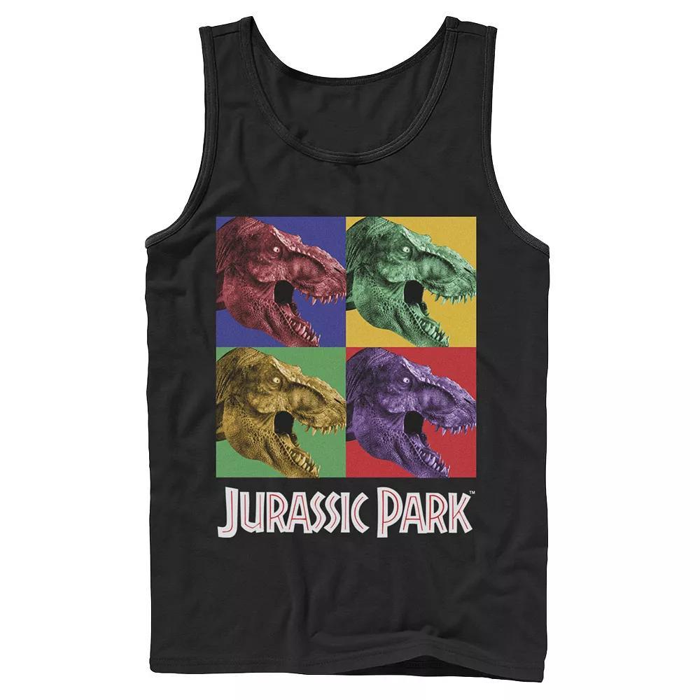 Men's Jurassic Park Four Square Dino Pop Art Style Tank Top, Size: Small, Grey Product Image