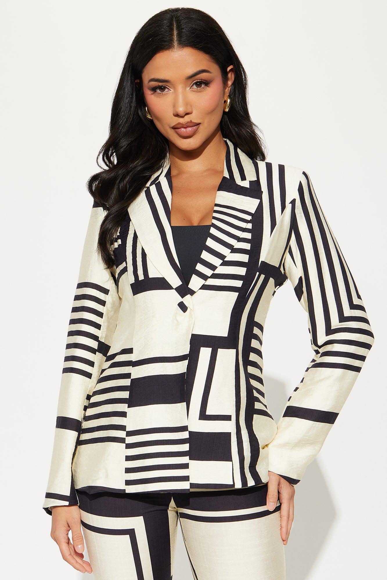 Lena Blazer Pant Set - Black/combo Product Image