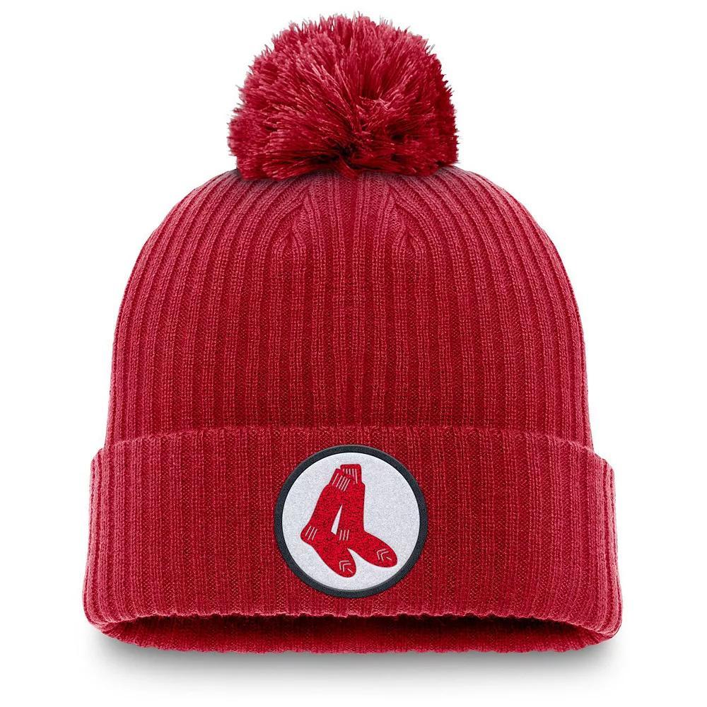 Mens Nike Boston Sox Cooperstown Collection Patch Cuffed Knit Hat with Pom Product Image