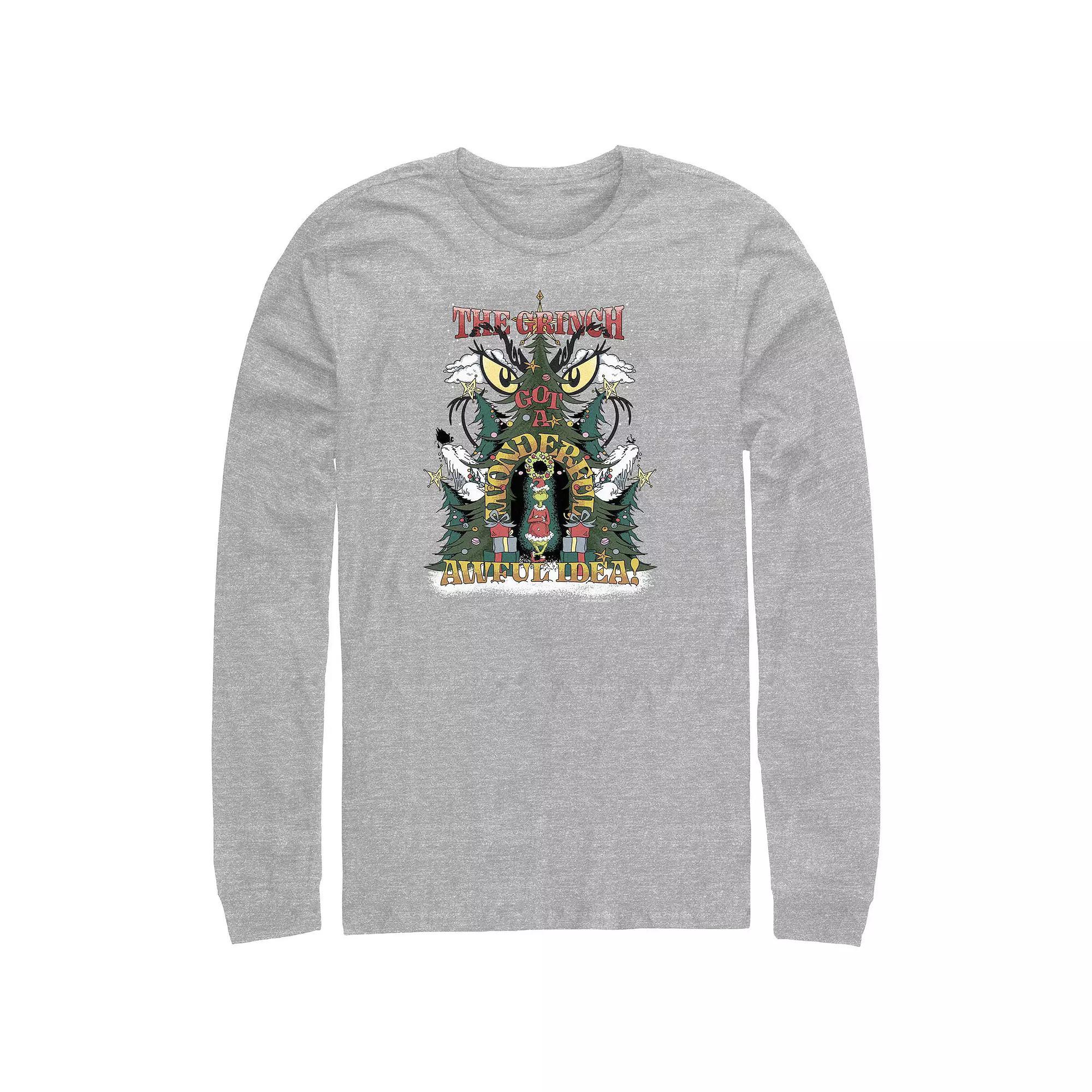 Big & Tall Dr. Seuss Grinch Got A Wonderful Awful Idea Long Sleeve Graphic Tee, Men's, Size: 4XL Tall, Athletic Grey Product Image