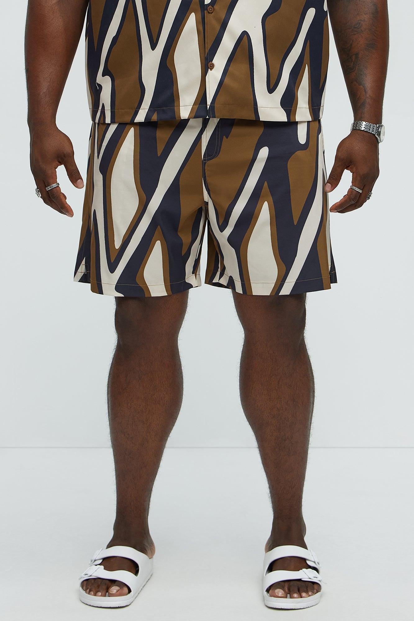 Chaos Current Printed Swim Classic Trunk - Brown/combo Product Image