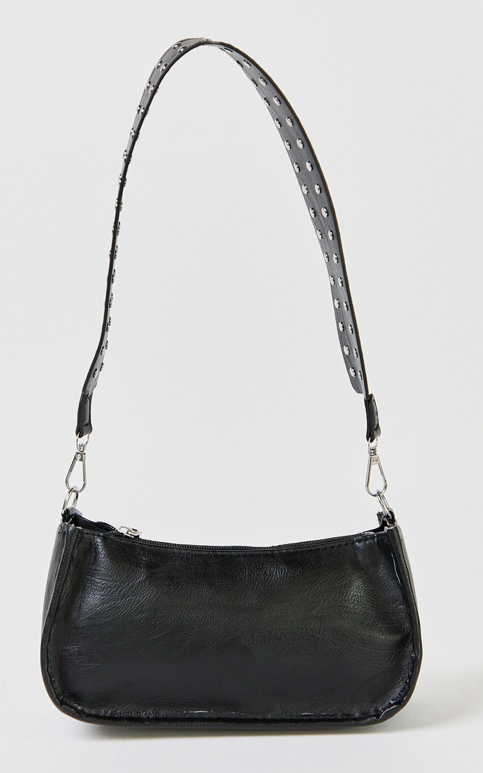 Khloe Bag - Hardware Studded Shoulder Bag in Black Product Image