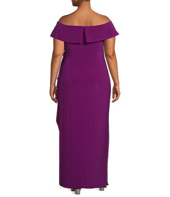 Alex Evenings Plus Size Sleeveless Off-The-Shoulder Fold Over Cuff Side Slit Gown Product Image