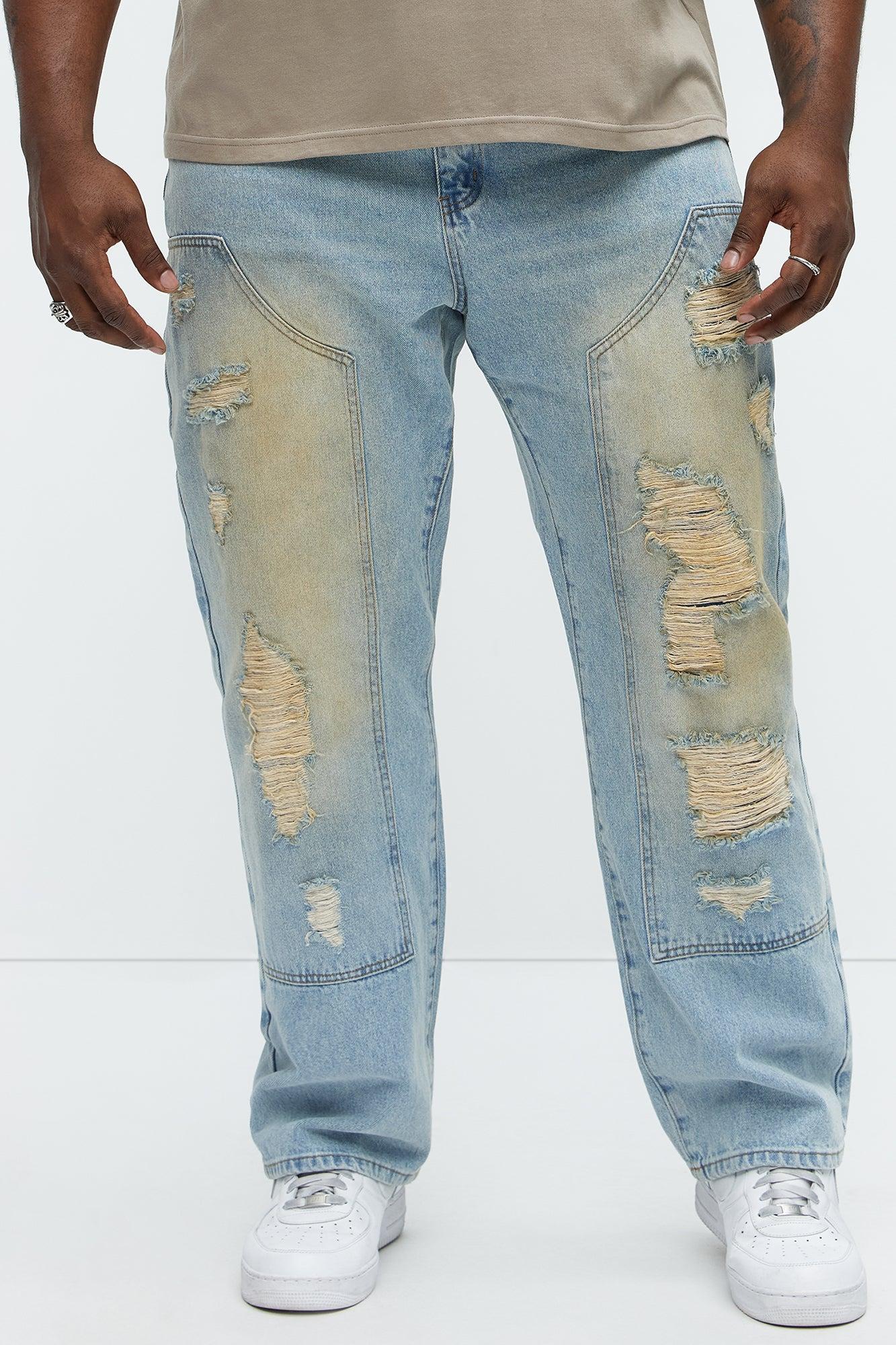 Walk It Carpenter Distressed Straight Jeans - Vintage Blue Wash Product Image