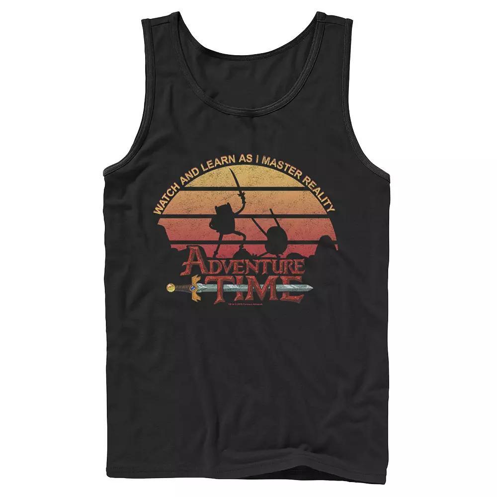 Men's Adventure Time "Watch and Learn" Sunset Silhouette Tank Top, Size: Large, Black Product Image