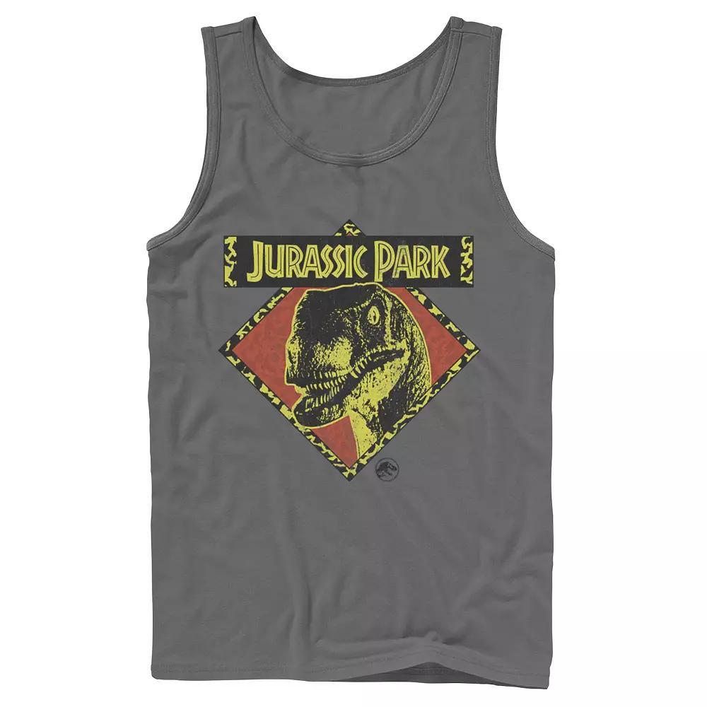 Men's Jurassic Park Distress Raptor Stare Tank Top, Size: Small, Grey Product Image