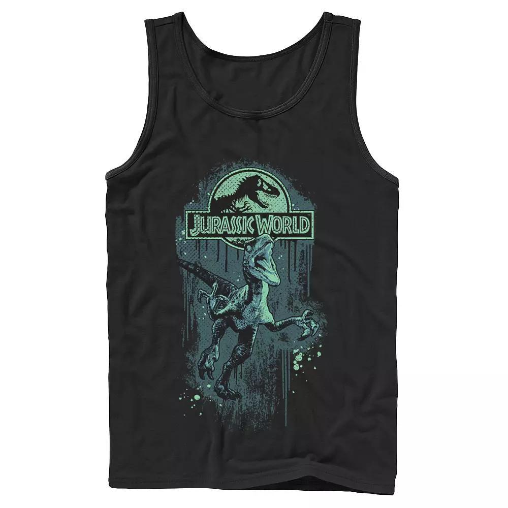 Men's Jurassic World Raptor Paint Splatter Title Logo Graphic Tank Top, Size: Large, White Product Image