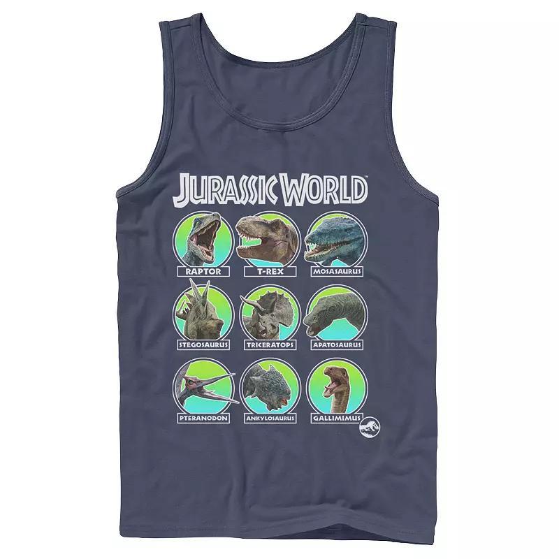 Men's Jurassic World Two Dino Heads Chart Tank Top, Size: XL, Grey Product Image