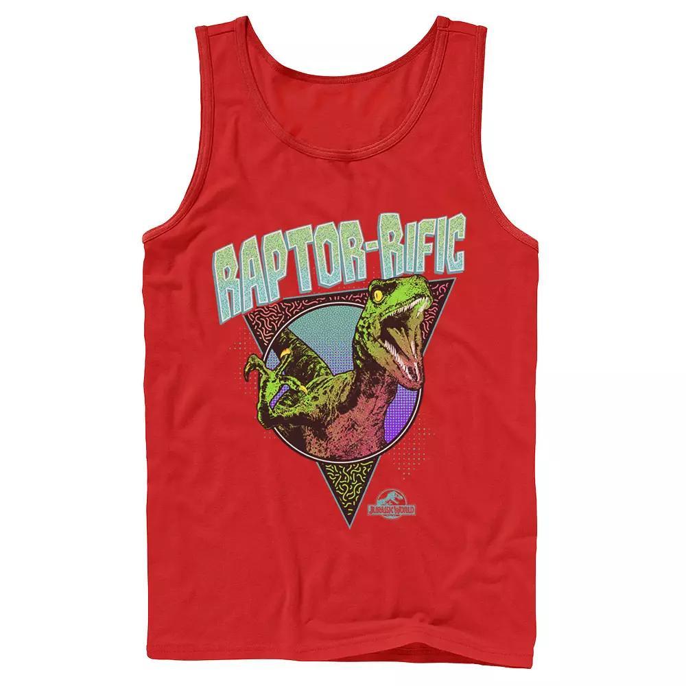 Mens Jurassic World 80s Retro Raptor-rific Dino Graphic Tank Top Product Image