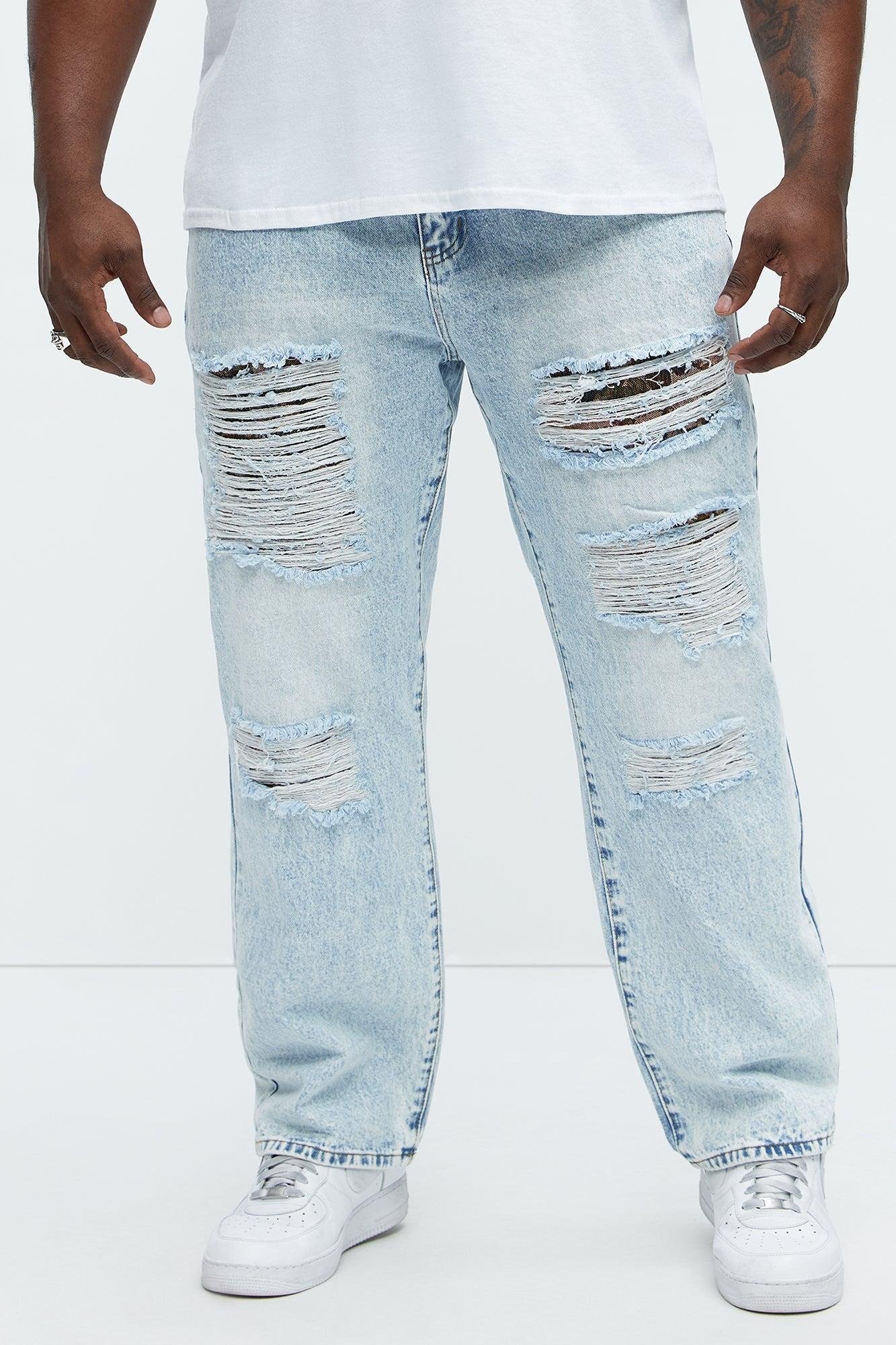 Sebastian Tapestry Destroyed Straight Jeans - Light Wash Product Image