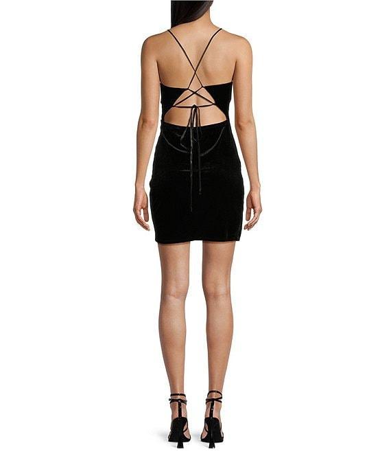 Honey and Rosie Spaghetti Ties Fitted Short Dress Product Image