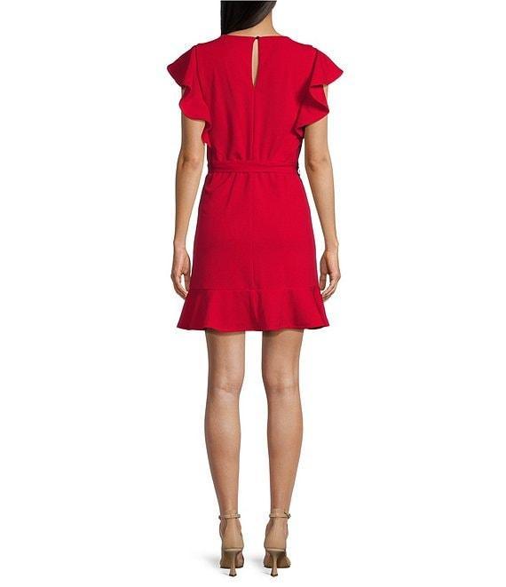 Midnight Doll Flutter Sleeve Waist Tie Ruffle Flounce Fit-And-Flare Mini Dress Product Image