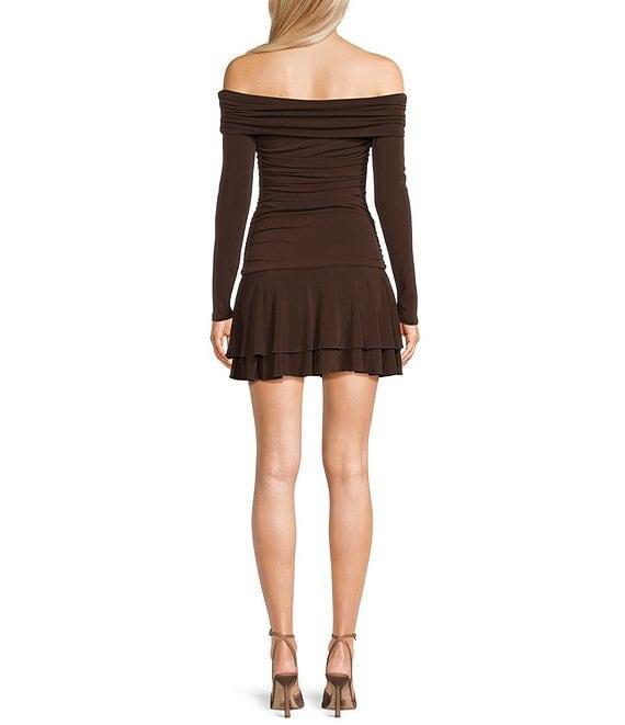 Honey and Rosie Off The Shoulder Long Sleeve Drop Waist Dress Product Image