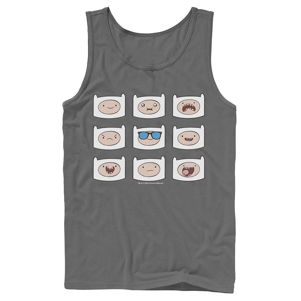 Mens Adventure Time Finns Many Faces Grid Tank Top Grey Product Image