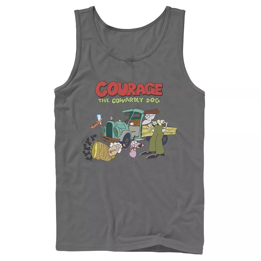 Men's Courage The Cowardly Dog Scene Logo Tank Top, Size: Large, Athletic Grey Product Image