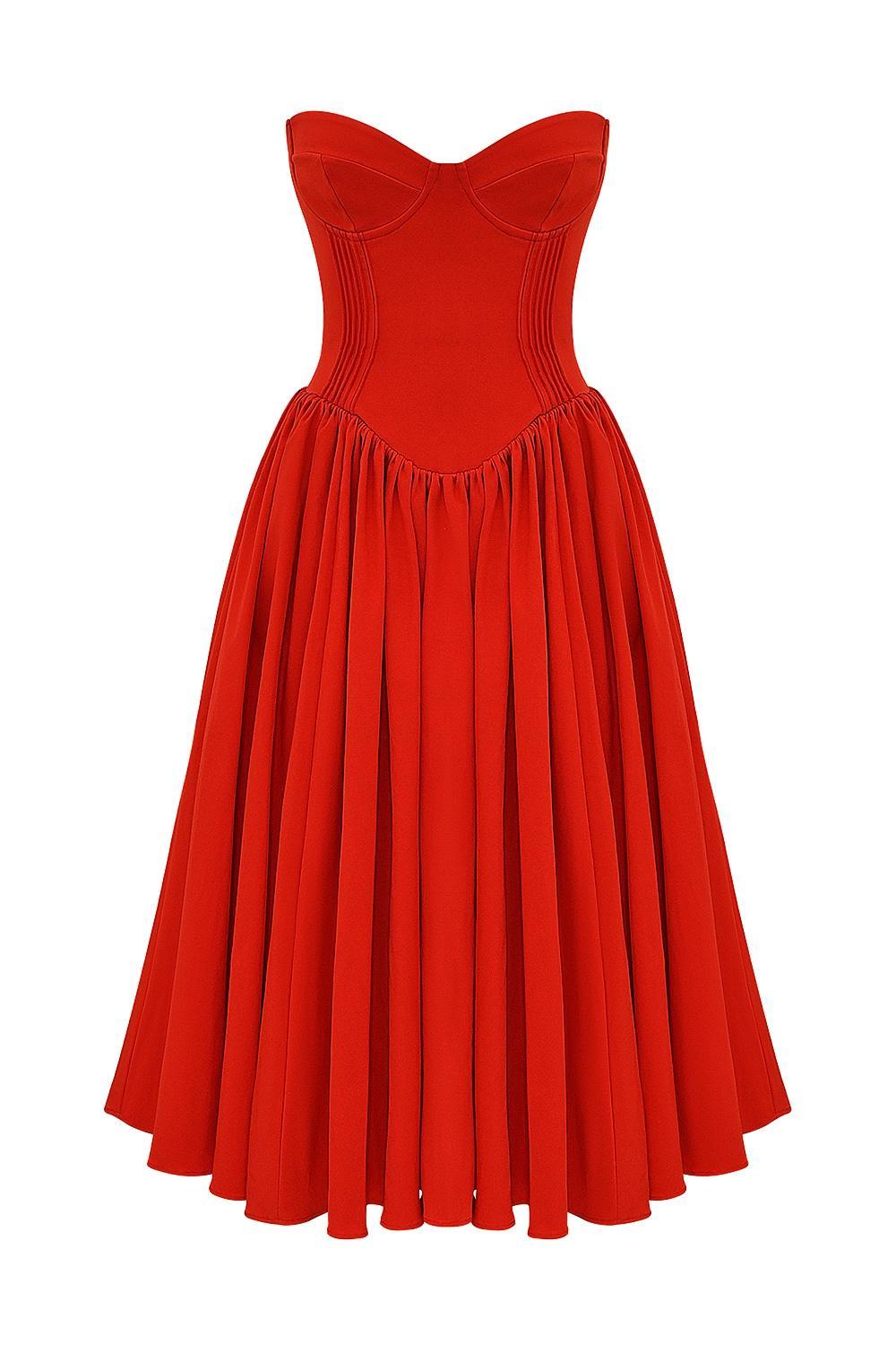 Mademoiselle Italian Rose Print Tulle Midi Dress Product Image