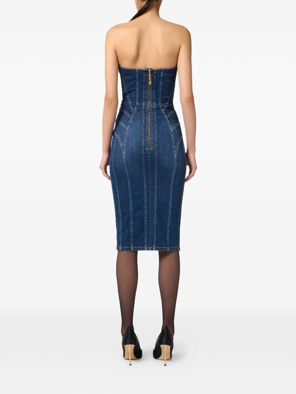 strapless denim midi dress Product Image